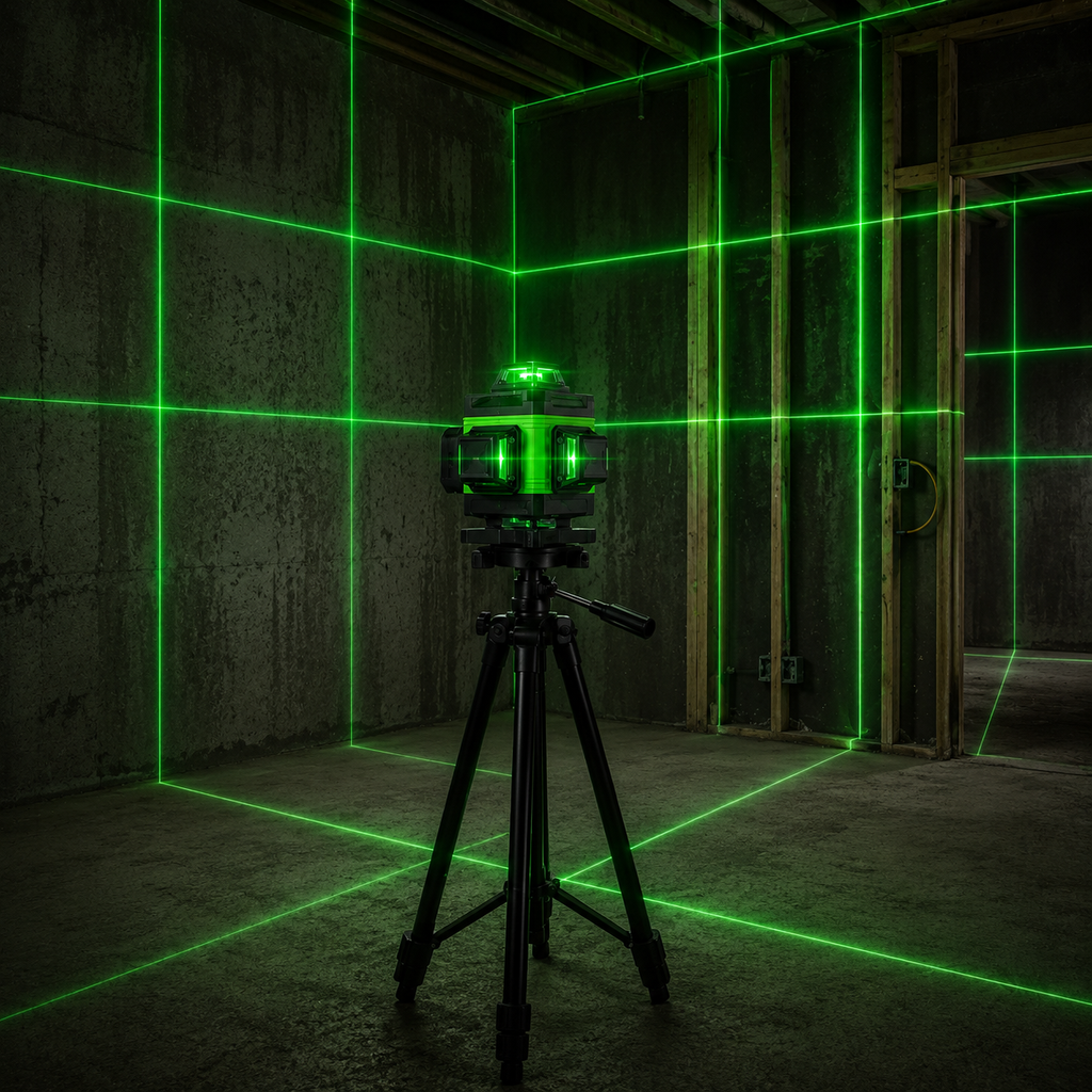 Niveau Laser 4D 16 Lignes Vert - Auto-Nivelant 360°, Trépied Inclus