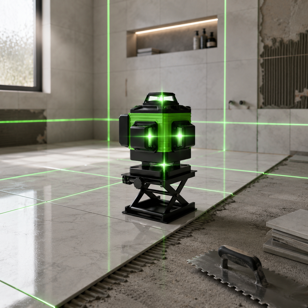 Niveau Laser 4D 16 Lignes Vert - Auto-Nivelant 360°, Trépied Inclus