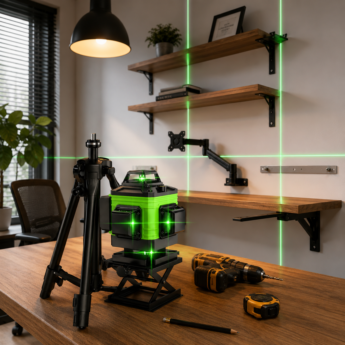 Niveau Laser 4D 16 Lignes Vert - Auto-Nivelant 360°, Trépied Inclus